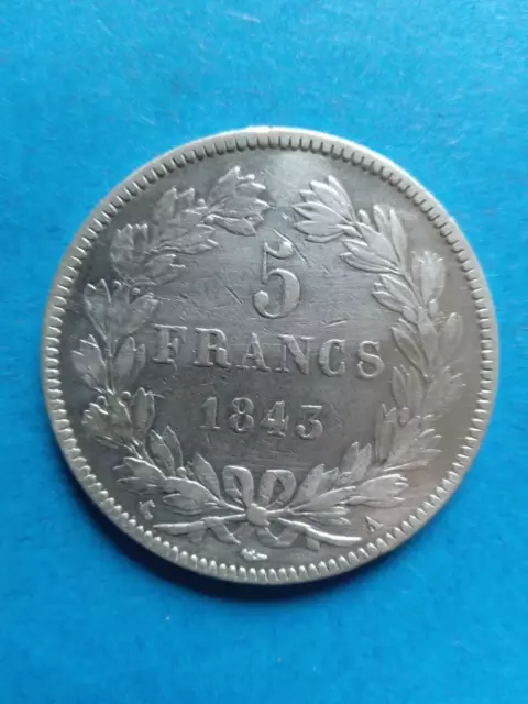 pièce 5 francs argent louis philippe 1843 A Paris