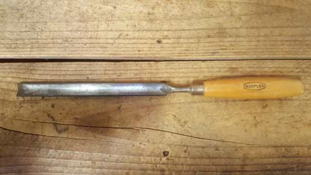 Vintage Marples Gouge Paring Chisel, 3/4" or 19 mm, 370 mm long, Made in England