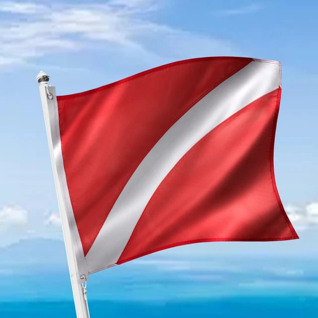 Drapeau De Plongée International Alpha – Bleu/blanc, Polyester 70x60 Cm, Pour Bateau Ou Kayak