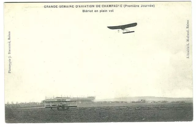 CPA AVION BLERIOT en VOL, Grande semaine d'aviation de Champagne Reims