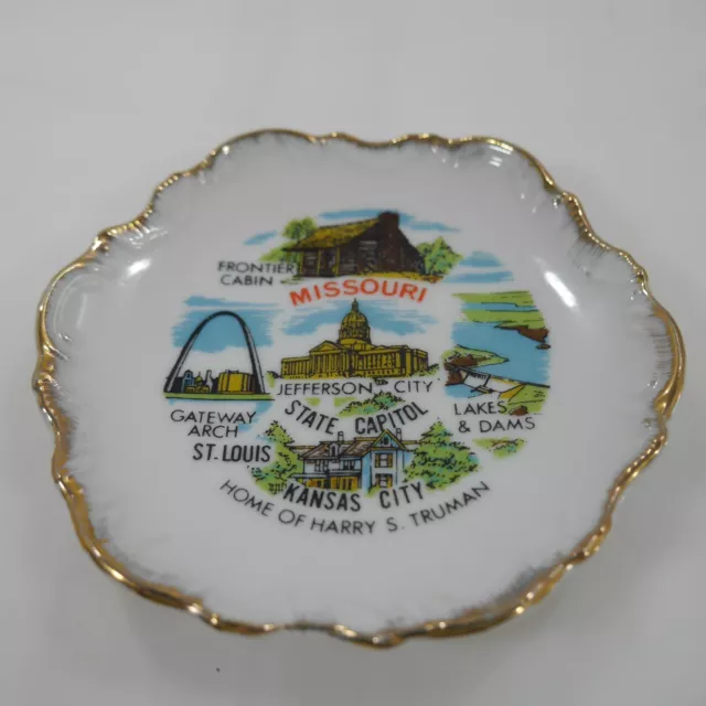 Vintage Missouri Mini Souvenir Plate / Jefferson City Kansas City Gateway Arch 2