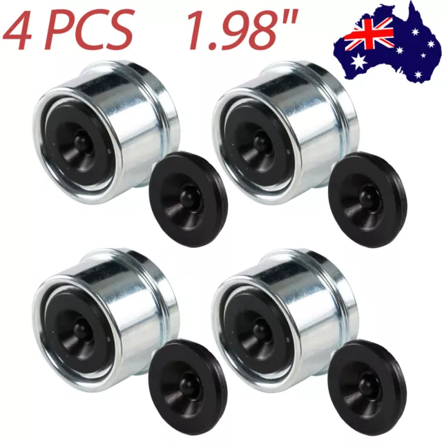 X4 Trailer Wheel Hub Pair Grease Cap Bearing Dust Cover 50mm Caravan Rubber Plug