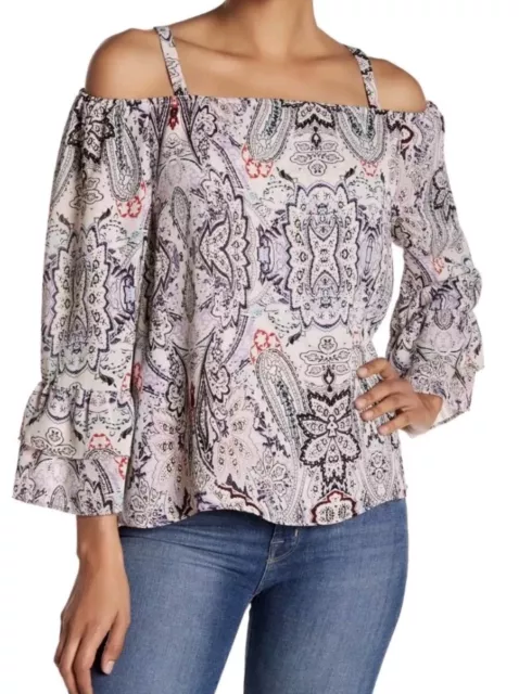 NWT Parker Printed Cold Shoulder Henna Blouse $220