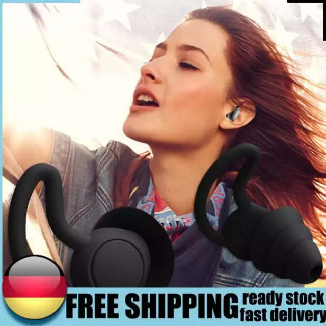 Silicone Ear Plugs Sound Insulation Anti Noise Sleeping Earplugs (Black) DE
