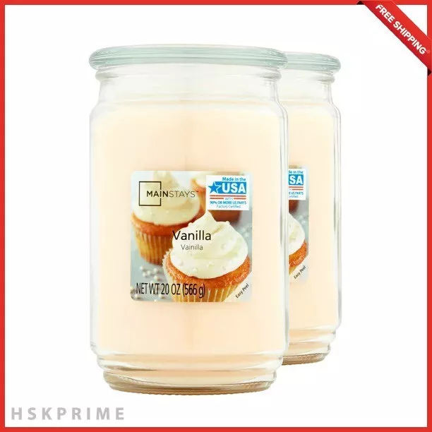 Mainstays Vanilla Scented Single-Wick Large Glass Jar Wax Candle, 20 oz (2 Pack)