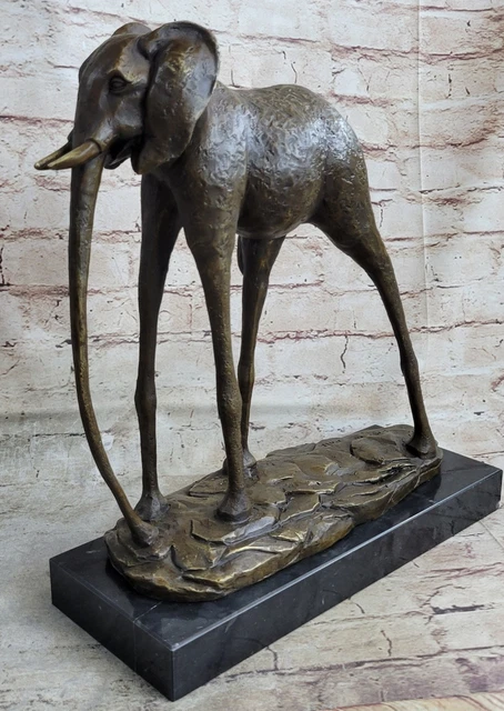 Grande Sculpture De Jardin En Bronze – éléphant Doré 36 Cm – Décoration Intérieur/extérieur
