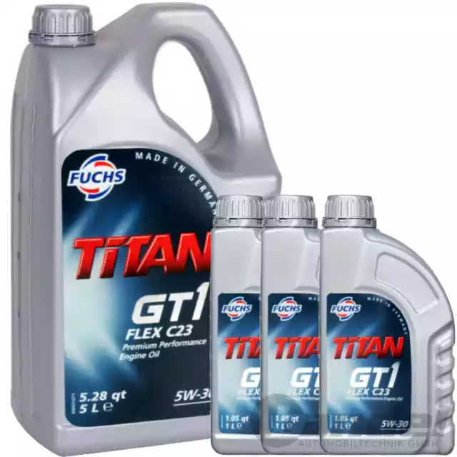 5L+3x1L FUCHS TITAN GT1 FLEX C23 5W-30 MOTORÖL passend für BMW LL-04 MB 229.51