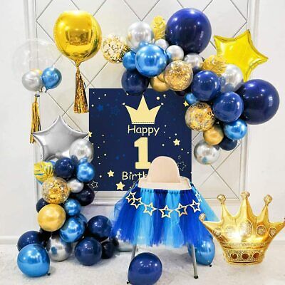 1st Birthday Decorations First Baby Boy Balloons Party Decoration Set Blue