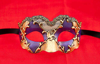 Mask from Venice Colombine Civet Nuvella Musica Purple Golden Fancy 698