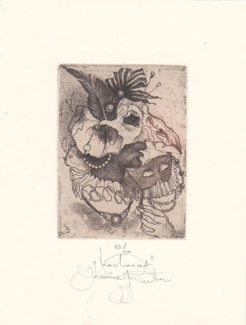 Exlibris Bookplate Etching Marina Richterova Mask