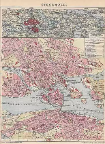STOCKHOLM Södermalm Norrmalm Altstadt STADTPLAN von 1909 city map