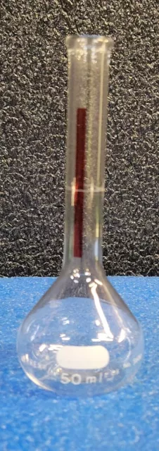Corning Pyrex Glass 50mL Class A Lifetime Red TC Volumetric Flask 5600-50