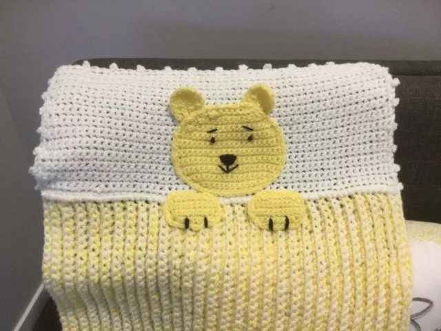 Bear In Bed Yellow Baby Car Capsule, Pram, Bassinet Rug Chunky Thick 45/65xL67cm