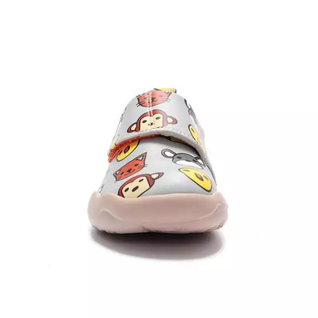 UIN Little Bean Grey Kinderschuhe Hausschuhe aus Kunstleder, Motiv Tiere 3