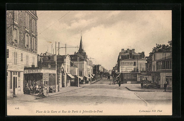 CPA Joinville-le-Pont, Place de la Gare and Rue de Paris