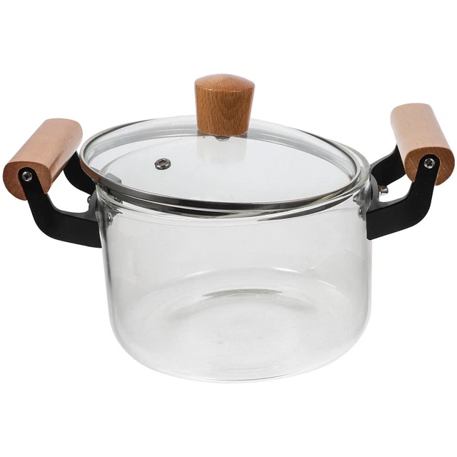 Olla de acero inoxidable con tapa con olla de sopa de vapor de vidrio templado