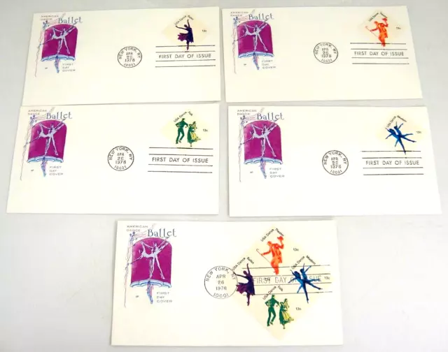 USA Dance Ballet FDC Farnam Cachet 1st Day Issues Lot of 5 New York 1978