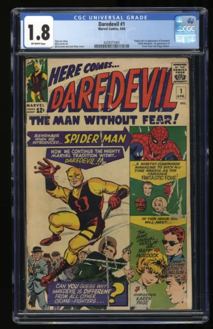 Daredevil (1964) #1 CGC GD- 1.8 Off White Origin and 1st Appearance! Marvel 1964