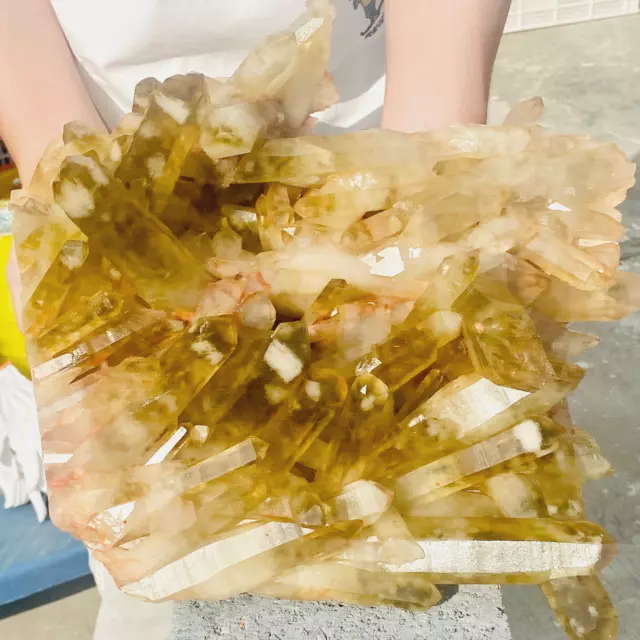 24.42LB Large Natural Citrine Cluster Mineral Specimen Quartz Crystal Healing.