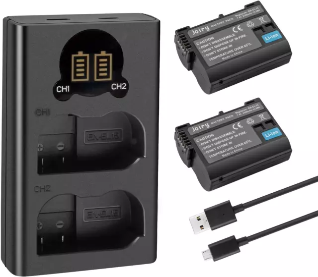 2X EN-EL15 EN-EL15A Batteria Di Ricambio Compatibile Con Nikon D750 D7200 D7100