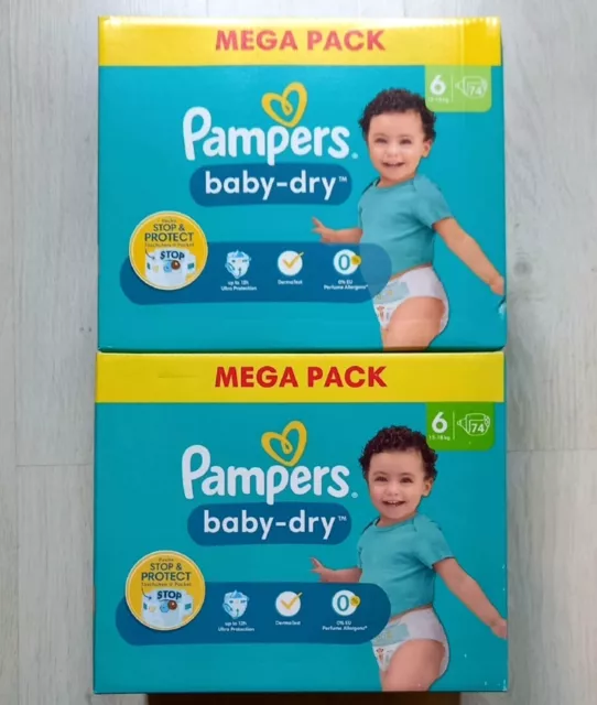 148 couches Pampers baby dry taille 6 (2 paquets)