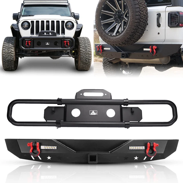 FRONT BUMPER/REAR BUMPER For 20182024 Jeep Wrangler JL JLU Black Steel