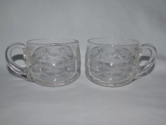 pair of EDWARDIAN ERA c.1900 FINE DECORATED GLASS PUNCH OR CUSTARD CUPS