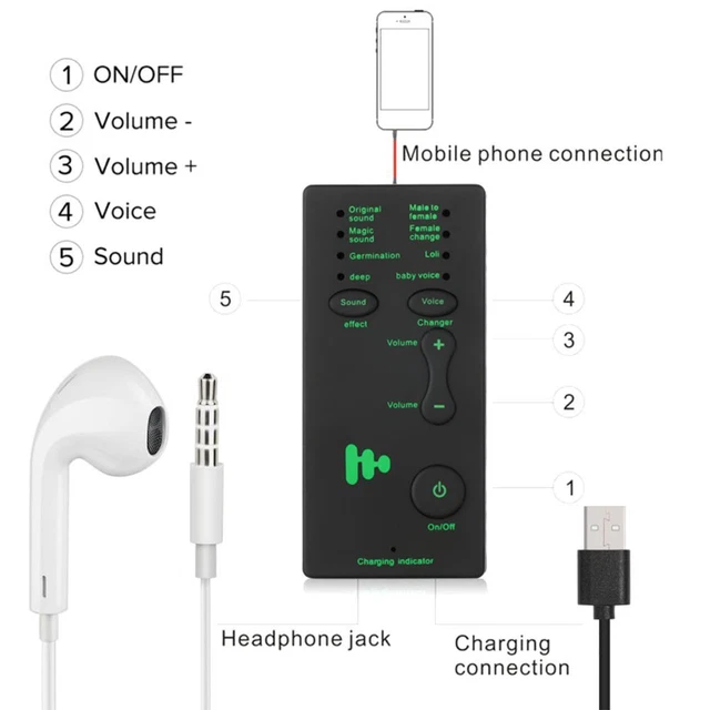Voice Changer Device 7 Sound Microphone Adapter For Computer Laptop Phone