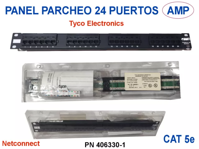 Panel Parcheo AMP 24 puertos.  Tyco Electronics. Categoría 5e netconnect