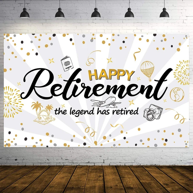 Happy Retirement Party Decorations,Extra Large Fabric Black Gold Sign Poster ...
