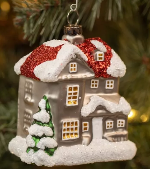 Ragon House "Grey Snowy House Ornament" 4" H * 192270 * New * Free Shipping