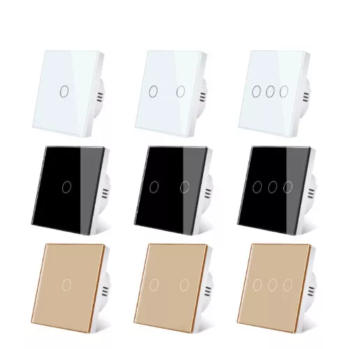 Crystal Tempered Glass Wall Panel Light Touch Switch Led Indicator Sensor Button