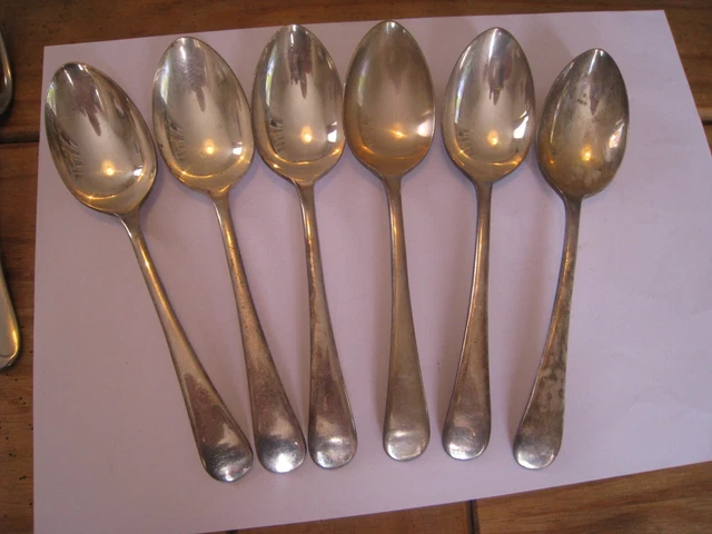 Set Of 6 Heavy Duty Silver Plated  Desert Spoons Vgc