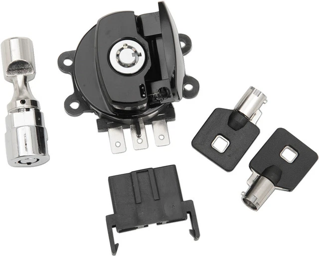 Drag Specialties Side Hinge Ignition Switch with Fork Lock - Gloss Black  -