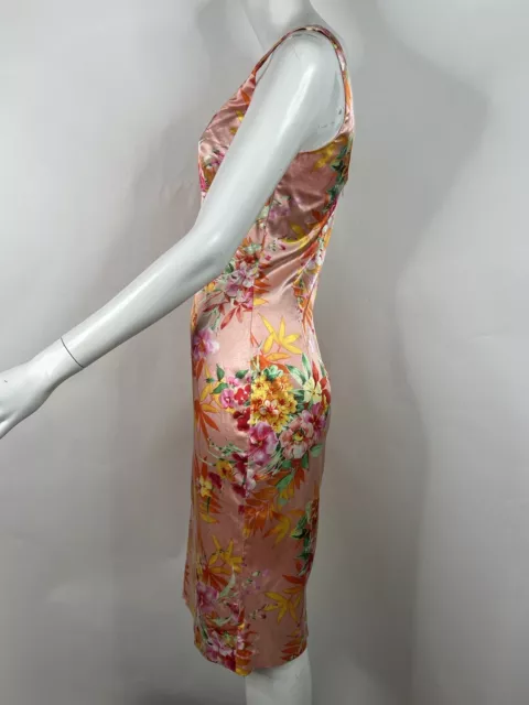 Vtg Dolce & Gabbana Coral Pink Floral Print Dress 42 M 3