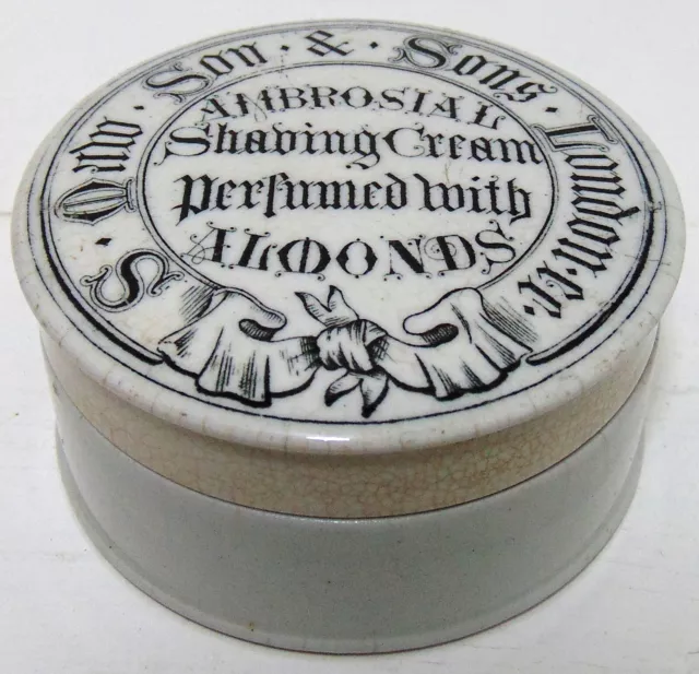 Scarce Small Size Maw's of London Almond Shaving Cream Pot Lid & Base c1900's