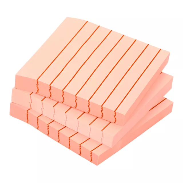 3 x 3 Pouce Doublé Collant 3 Paquet Fluorescent Autocollant 100 Feuille Rose