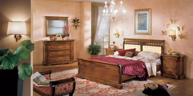 Design Meuble Chambre à Coucher Set Lit + 2x Nachttische 5 Parties Luxe Neuf
