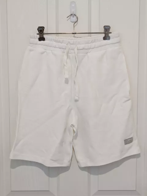 ZARA Size S Small Mens White 100% Cotton Shorts Drawstring