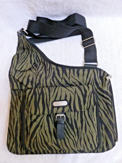 Baggallini Crossbody Bag Purse Clean EUC condtion brown w/ black zebra pattern 3