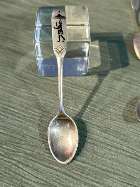 Sterling Silver Baby Spoon With Enameled Butler - 4"  - W & S Soerensen -Denmark