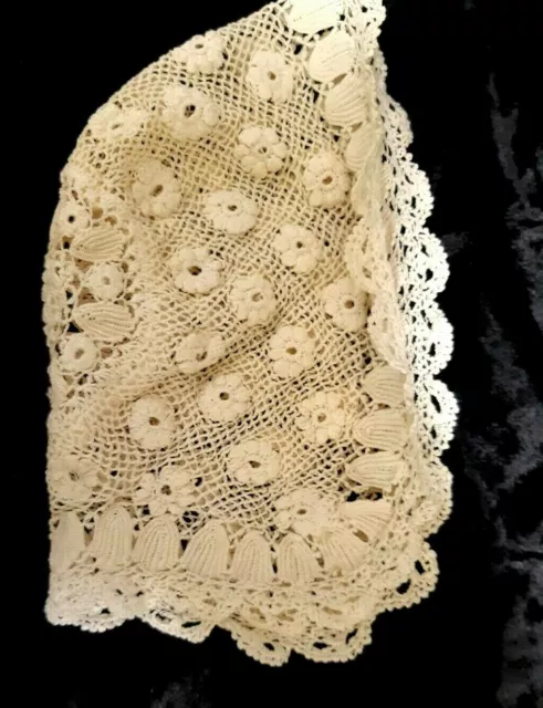 Stunning Antique RARE Victorian Baby BONNET HEADDRESS or Doll Lace Embroidery