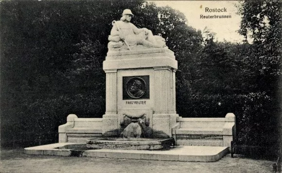 Ak Hansestadt Rostock, Reuterbrunnen - 4303372