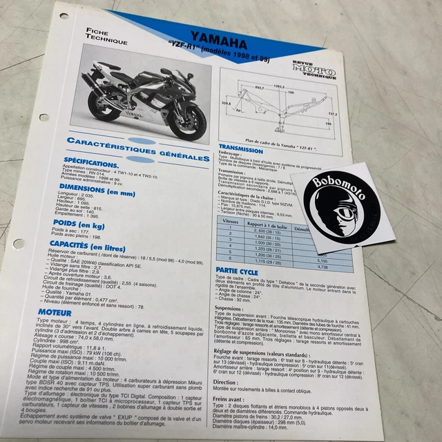 Yamaha 1000 YZF-R1 1998 1999 R1 YZF Scheda Tecnica Motocicletta Pistone 1000R1
