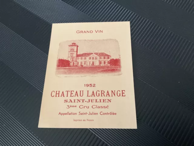 01 Etiquette Chateau Lagrange  1952 Negoce