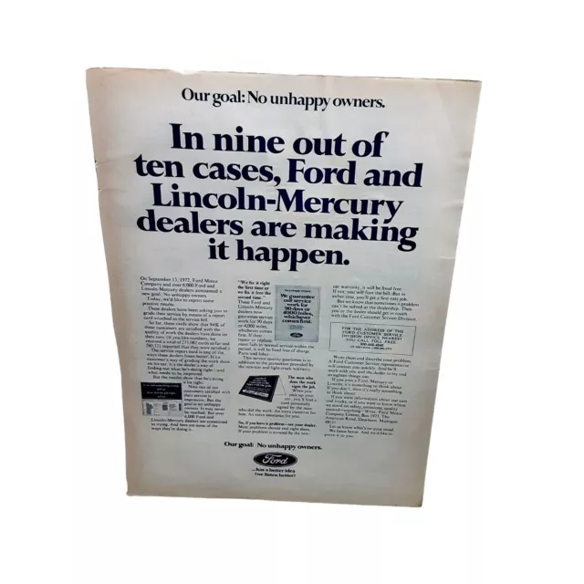 1973 Ford Lincoln Mercury No Unhappy Owners Print Ad Original vintage 70s