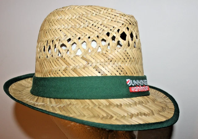 BUNNINGS WAREHOUSE WOVEN Straw Fedora Hat Mens 59cm