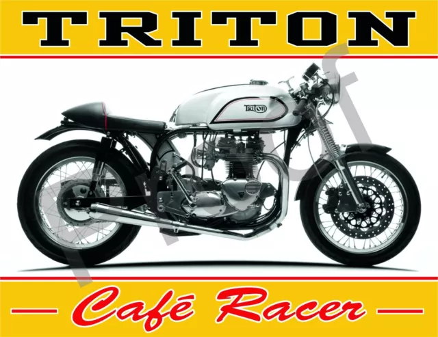 Triton Cafe Racer #985 Sign Garage 10 X 7.7" Shed Aluminium Metal Bike Vintage