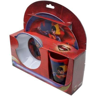 Juego de vajilla para niños Warner Bros. Superman Man of Steel 3 piezas melamina nuevo para niños