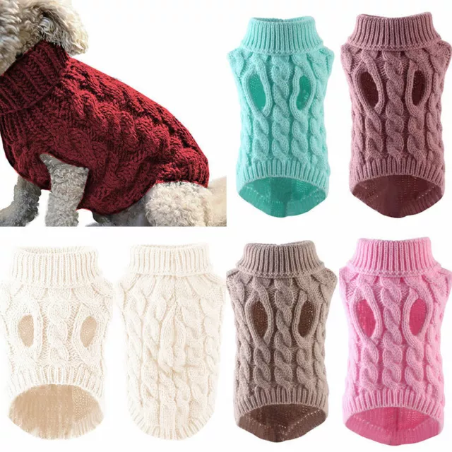 Warm Pet Dog Clothes Twist Jumper Sweater Puppy Cat Knitwear Knitted Coat Winter